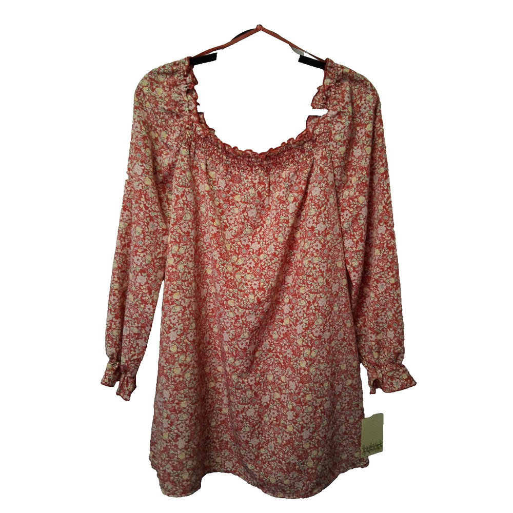 Bepop Women 100% Polyester summer Off Shoulder Long Sleeves Floral Lightweight-L